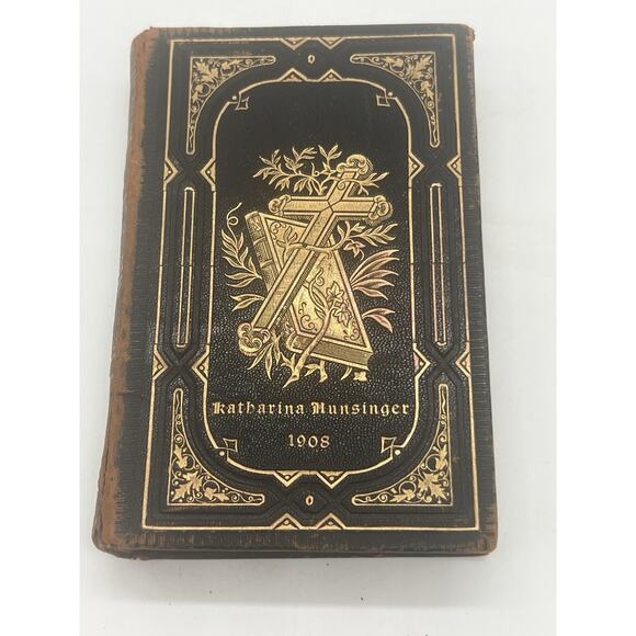 Other - Vintage 1908 Prayer Book by Katharina Munsinger Hymnal Leather Cover 5.25”H